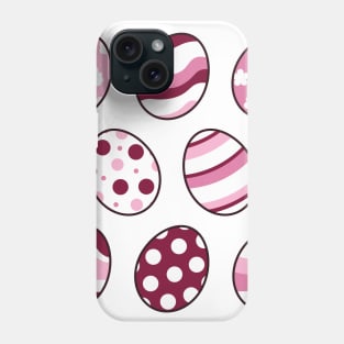 Egg Pattern | Pink | Stripes Clouds Flowers Dots | White Phone Case