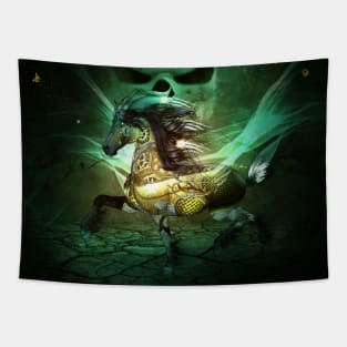 Awesome steampunk horse in the darknes of the night Tapestry