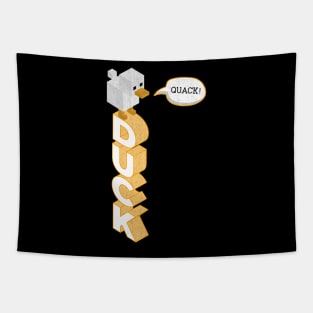 Retro Isometric Duck Sign with Quack! Tapestry