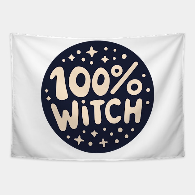 100% Witch Halloween Design Tapestry by Vampire Art