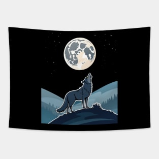 Wolf howling at moon Tapestry