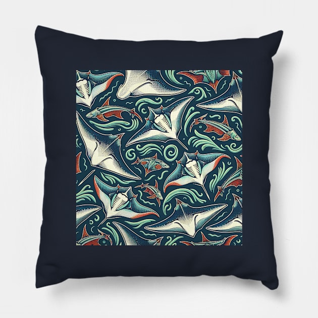 Manta Ray Dreams Pillow by PercyWinstonStudio