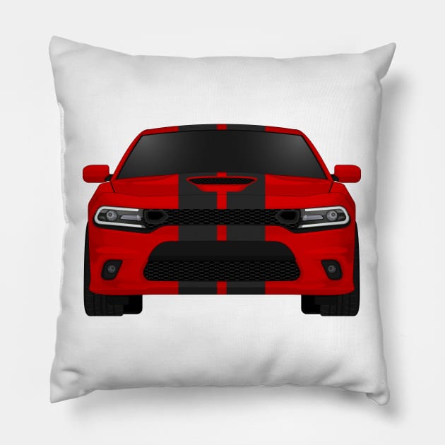 Charger Scat Tor-red + black stripes Pillow by VENZ0LIC