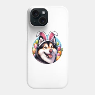 Yakutian Laika Wears Bunny Ears for Easter Celebration Phone Case