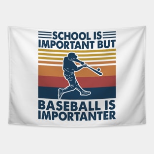 Retro School Is Important But Baseball Is Importante Tapestry