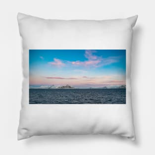 Pink & Blue Iceland Seascape Pillow