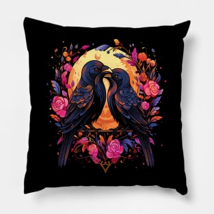 Crow Couple Valentine Pillow