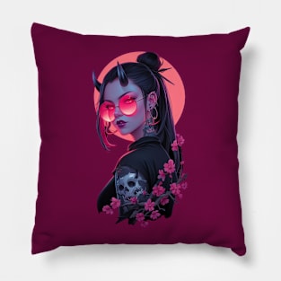 Asian Demon Girl Pillow