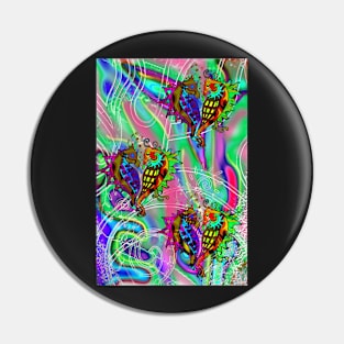 Seahorse Lovers in Rainbow Wonderland by Revoltix Studio Pin