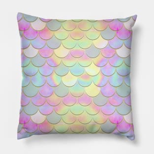 Iridescent Holographic Mermaid Scale Pattern Pillow
