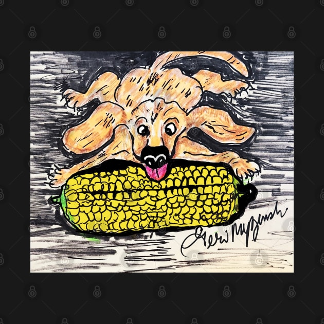 Just a Dog enjoying his corn on the cob by TheArtQueenOfMichigan 