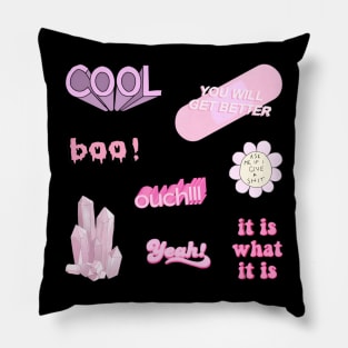 yeah ouch boo cool pink pack sticker Pillow