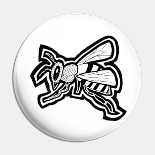 Black and White Bee Illustration Pin