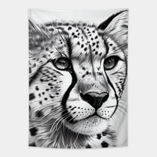 Cheetah Animal Wild Nature Illustration Line Epic Illustration Line Art Tapestry