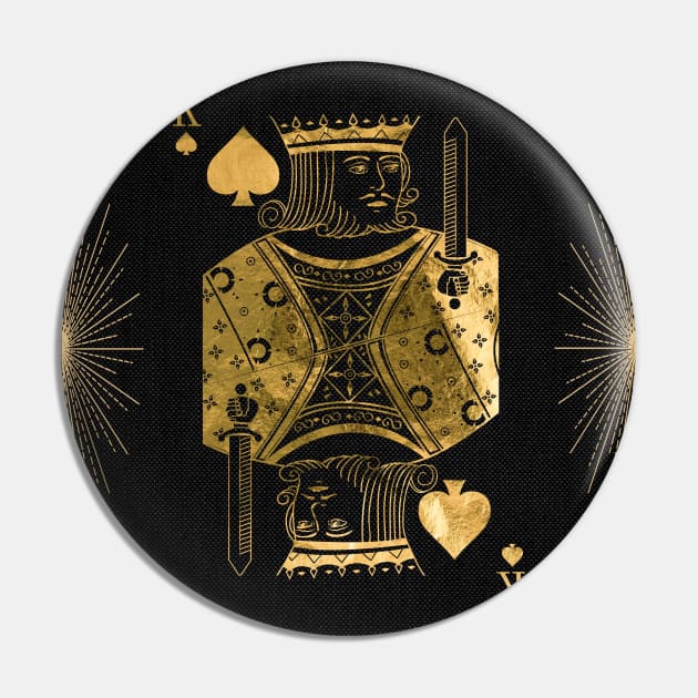 King Pikes - Golden playing cards Pin by GreekTavern