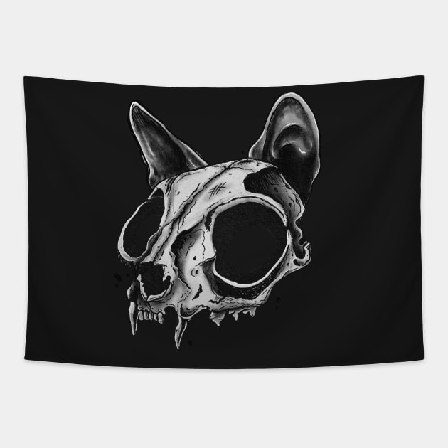 Dead Kitty Skull Tapestry by TerezaValkova