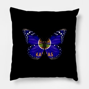 Kansas Flag Butterfly - Gift for Kansan From Kansas KS Pillow