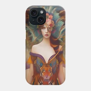 Beautiful girl floral design enchanting fashion tiger Phone Case