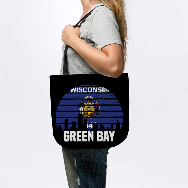 Green Bay Wisconsin Wi Group City Silhouette Flag Green Bay Bolsa De Tela Teepublic Mx