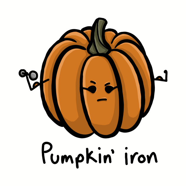 Pumpkin' Iron funny carved pumpkin quote with cute angry face funny pumpkin play on words simple minimal cartoon gourd by AlmightyClaire