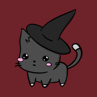 Cute Cat With Witch Hat T-Shirt