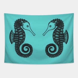 Seahorses in Love - cute and fun sea animal design - light colors Tapestry