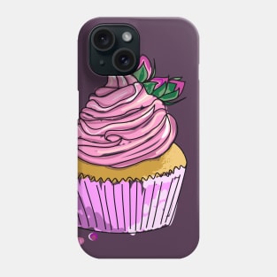 Cupcake with butter cream and flower buds on top Phone Case
