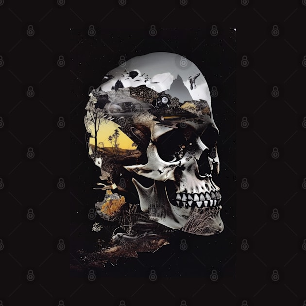 Skull Collage - Dark and Edgy Art Print, Clothing, and Accessories by laverdeden