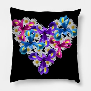 Daisy Iris Heart Flower Floral Pattern Daisies Pillow