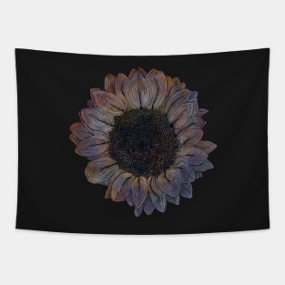 Linework Pastel Sunflower Drawing Tapestry