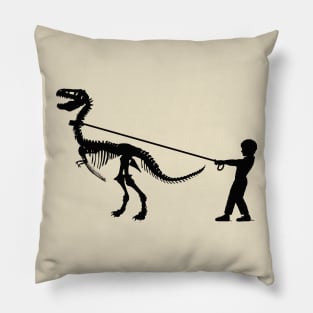 Fossil dinosaur and little boy Pillow