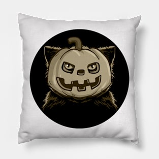 cat wearing pumpkin mask Pillow