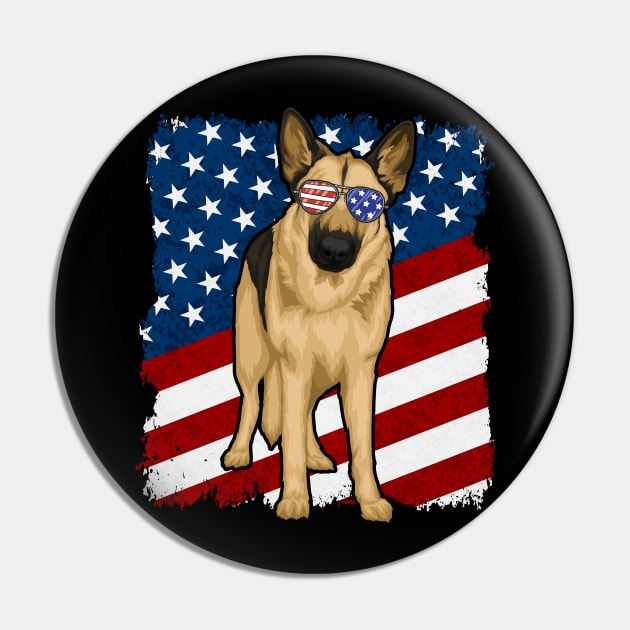 German Shepherd Dog American Flag Pin by RadStar