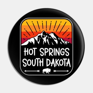 Hot Springs South Dakota Vintage Mountain Sunset Pin