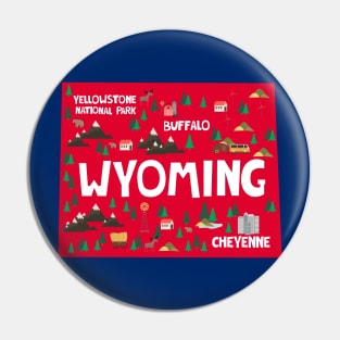 Wyoming State USA Illustrated Map Pin