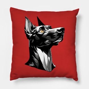 Stunning and Cool Cirneco dellEtna Monochrome and Gold Portrait for Father's Day Pillow