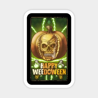 Halloween Pumpkin Skull, Weed, Weed Culture, Happy Weedoween Magnet