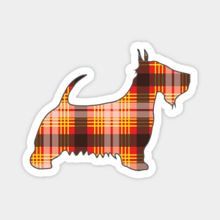 Red, Yellow and Black Tartan Scottish Terrier Dog Silhouette Magnet