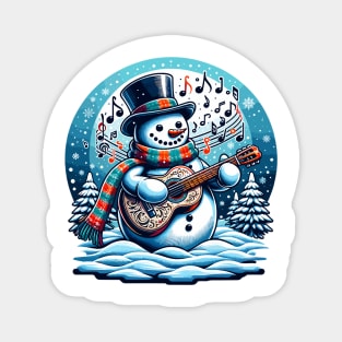 Musical Snowman: Winter Melodies on Guitar Magnet