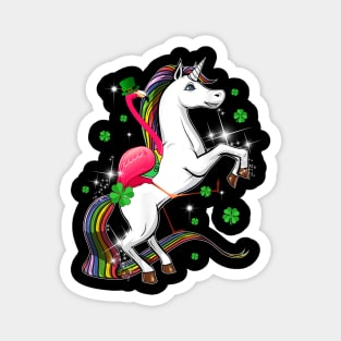 Flamingo Riding Unicorn St Patricks Day Irish Magnet