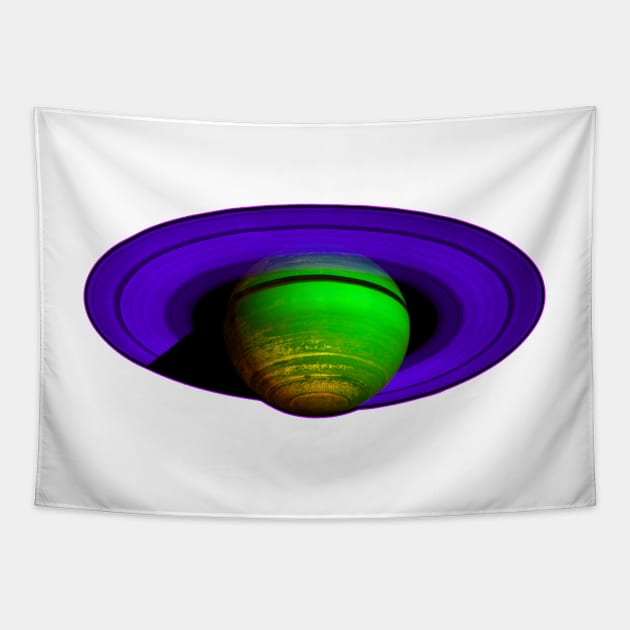 Saturn in Purple and Green Tapestry by spacerobot