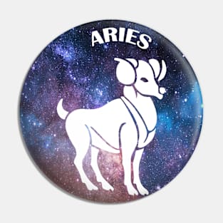 Aries Astrology Zodiac Sign - Aries  Ram Astrology Birthday Gifts Ideas - Stars or Space with White Pin