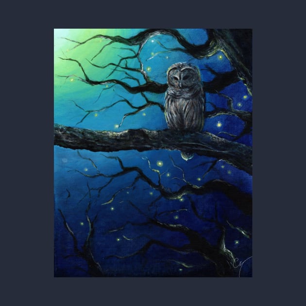 Starry Owl - Acrylic Painting of a Magical Night by mendic