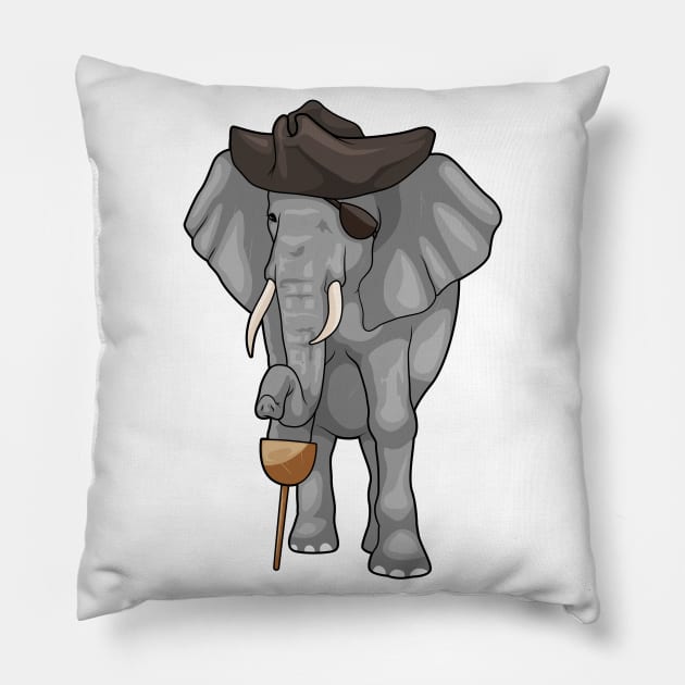 Elephant Pirate Wooden leg Eye patch Pillow by Markus Schnabel