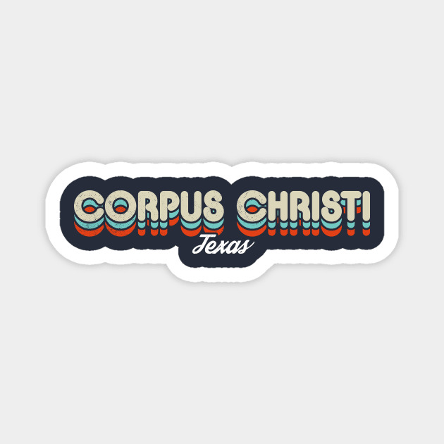 Retro Corpus Christi Texas Blue Magnet by rojakdesigns