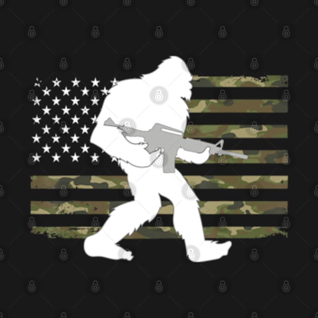 Bigfoot Gun Owner Camo Us American Flag Sasquatch Ar15 Rifle by marchizano