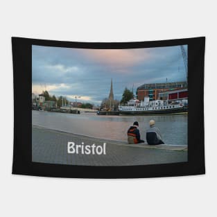 Two guys at Bristol Harbour England UK Tapestry