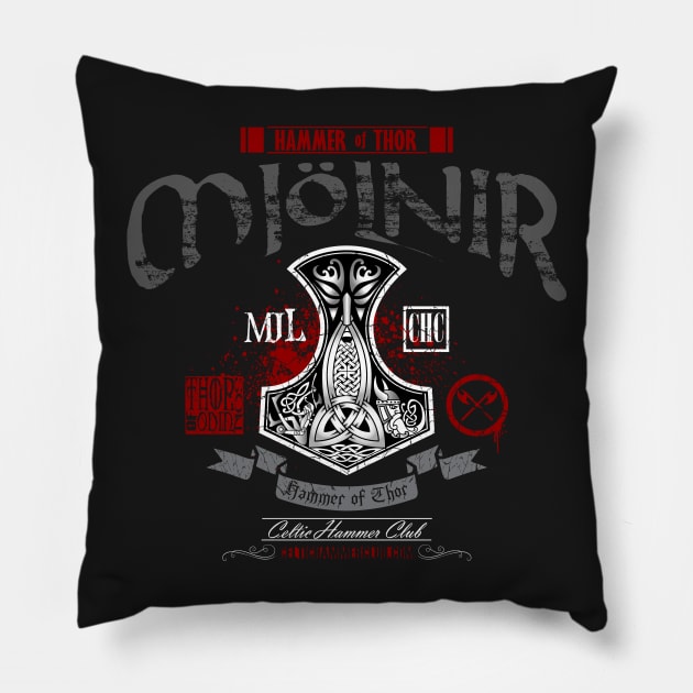 Hammer of Thor (Mjölnir) Pillow by celtichammerclub