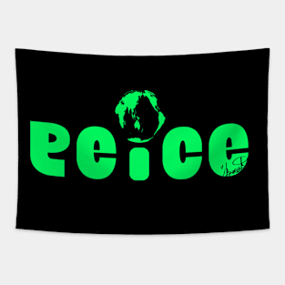 World Piece by bashi, green Tapestry