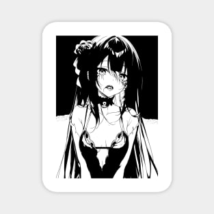 Black and white Gothic Anime Girl Magnet